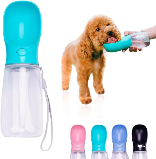 Portable Dog Water Bottle with Bowl – Leak Proof, Lightweight Travel Water Bottle for Dogs. (Black, 550 ml)