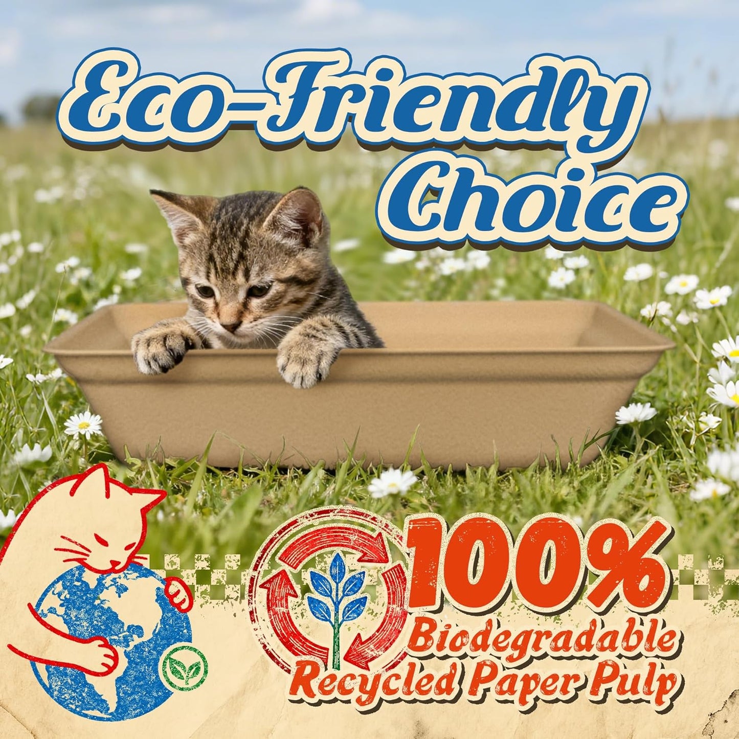 12-Pack Disposable Litter Boxes for Cats: 8/12/16 Portable Leak-Proof & Odor Control Tray for Kitty Foster Cats Indoor Travel 17.5''x13.6'' Litterbox Liner