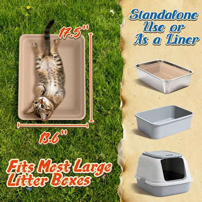 12-Pack Disposable Litter Boxes for Cats: 8/12/16 Portable Leak-Proof & Odor Control Tray for Kitty Foster Cats Indoor Travel 17.5''x13.6'' Litterbox Liner
