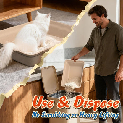 12-Pack Disposable Litter Boxes for Cats: 8/12/16 Portable Leak-Proof & Odor Control Tray for Kitty Foster Cats Indoor Travel 17.5''x13.6'' Litterbox Liner