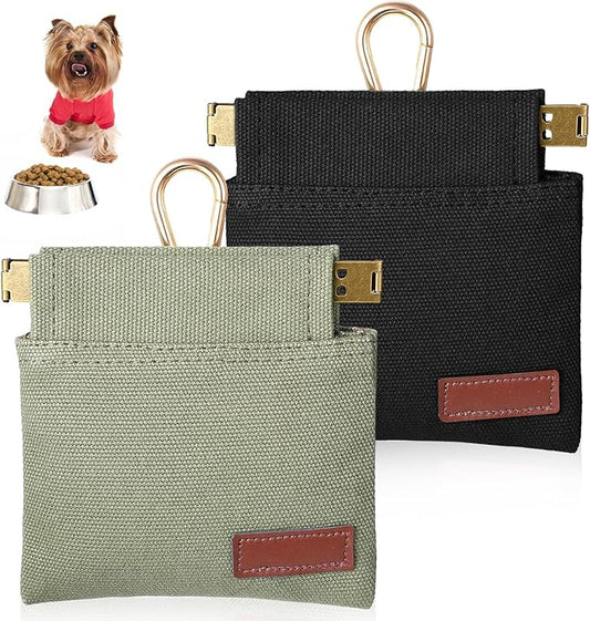2Pcs Dog Treat Bags Training Pouch, Portable Dog Treat Pouches for Pet Training with Carabiner, Hand Free Dogs Walking Bag, Auto Closing Dogs Walking Bag for Travel Outdoor Use, Pet Feed Snack Reward